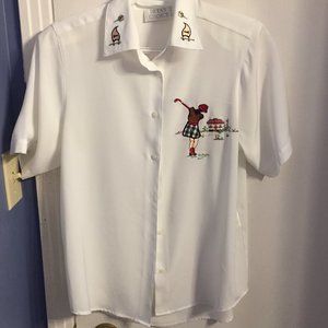 Embroidered Blouse Golfing Golf Tees